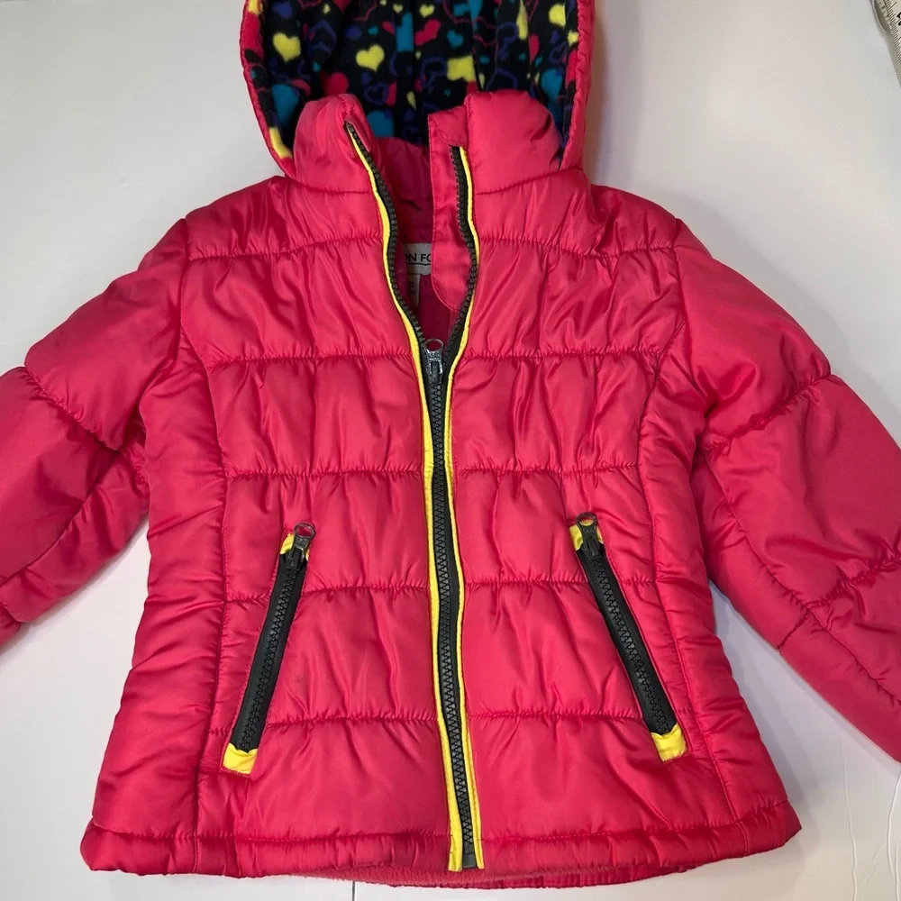 London Fog Girl’s Kids Red Puffer Hoodie Jacket Size 4